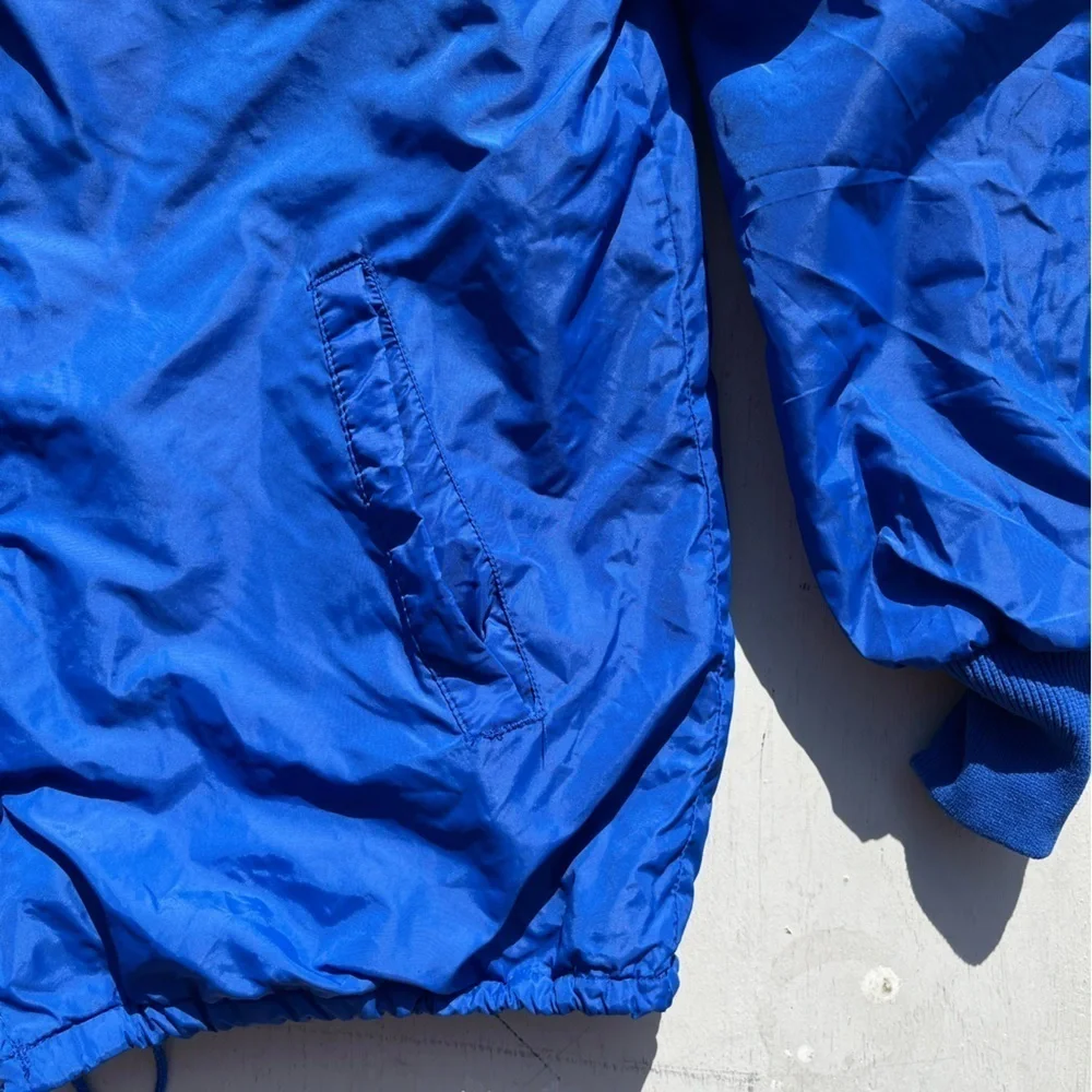 Men's Vintage Fish Machine Windbreaker Blue Logo M Nylon Button Lined USA 80s - Picture 8 of 15